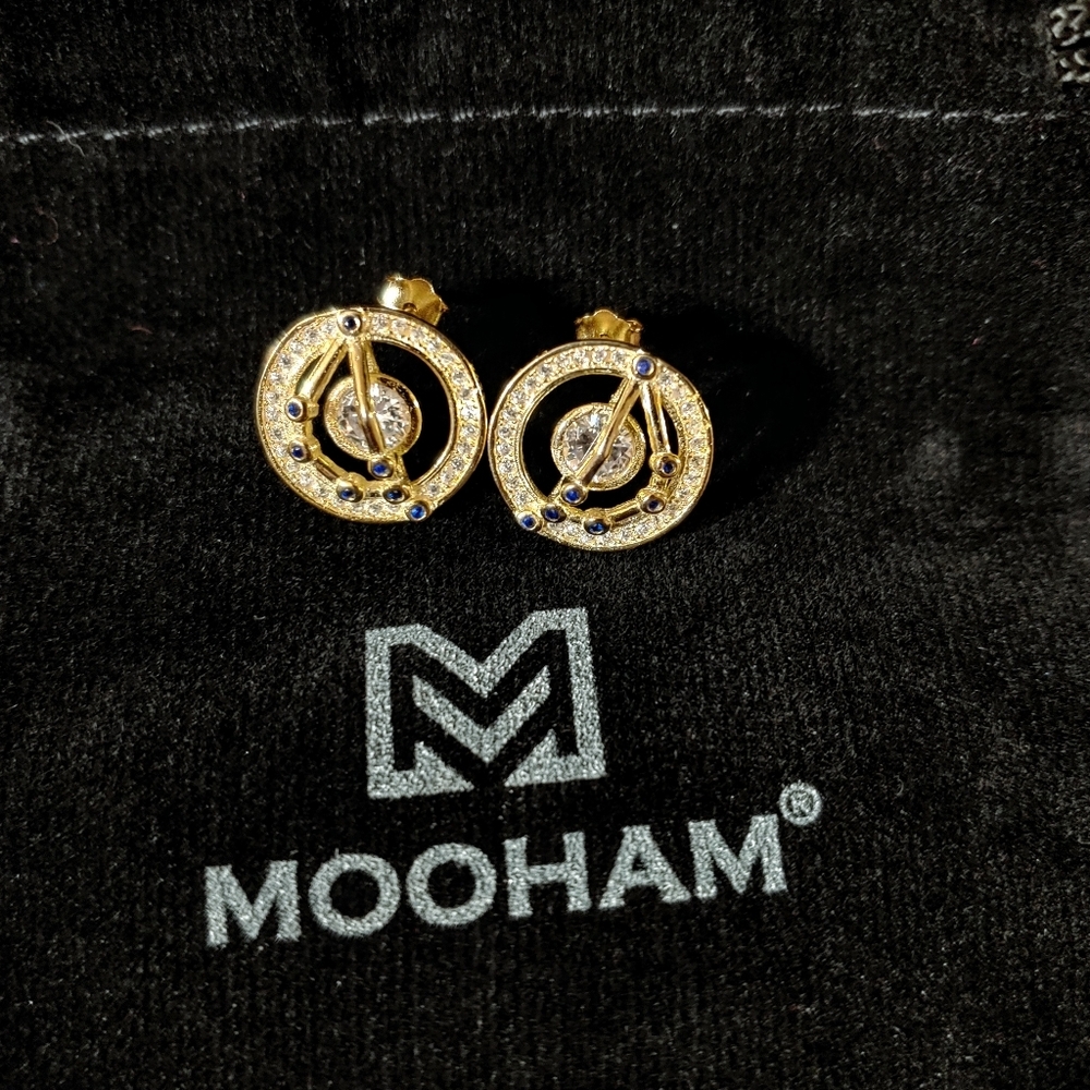 NIB Capricorn Zodiac Goldtone and Crystal Earrings